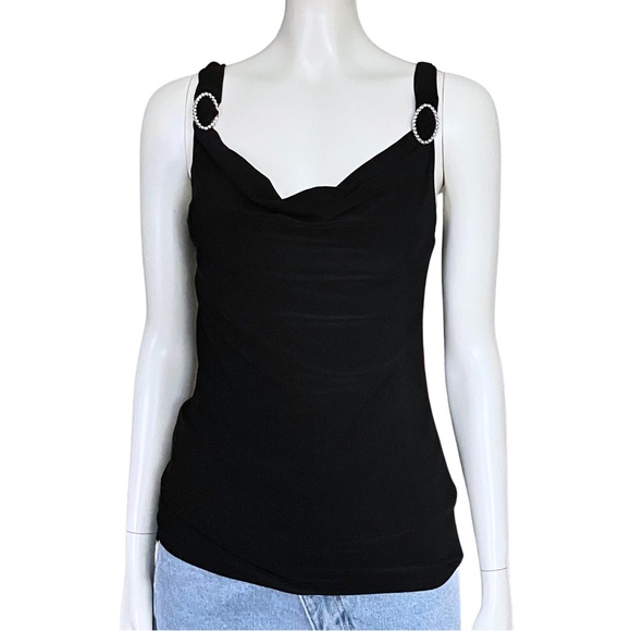 Vintage Y2K McBling Black Sleeveless Going Out Top. XS/S. Silver Embellished - Picture 1 of 10